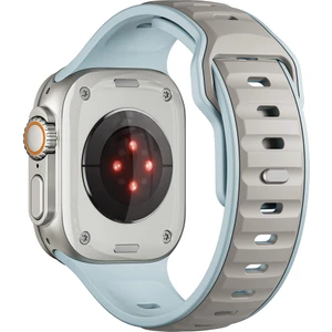 Good Case Apple Watch Se 2 (44MM) Uyumlu Yeni Tasarım Silikon KORDON-135 Açık Mavi-Gri