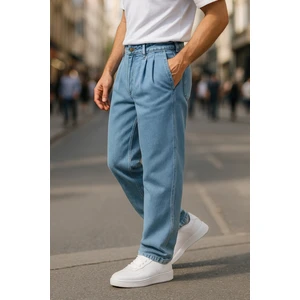 Cedy Denim Erkek Pileli Yüksek Bel Bol Kesim Baggy Loose Fit Jean PANTOLON-C354