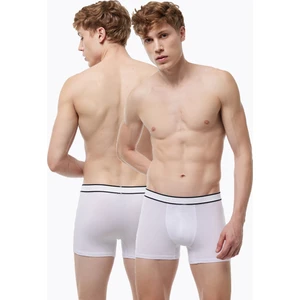Erkek Beyaz 2 Li Paket Pamuk Elastan Boxer 075