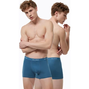 Erkek Mavi 2 Li Paket Pamuk Elastan Boxer 075