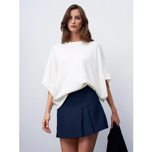 10835 Bisiklet Yaka Yarasa Kol Kazak-Ekru