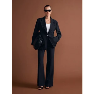 60776 Metal Düğmeli Blazer-Siyah