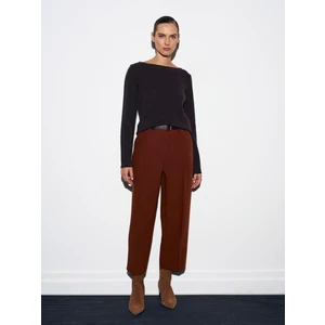 72167 Kemerli Pensli Pantolon-Kiremit