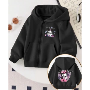 Punix Kids Punıx Kıds Kız Çocuk Kuromi Ön ve Sırt Baskılı Fermuarlı Kapüşonlu Kışlık Sweatshırt