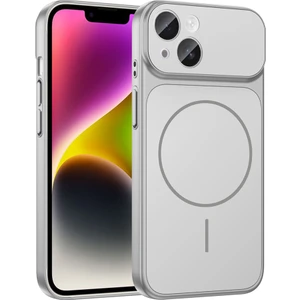 iPhone 13 Kılıf Ata M-Safe Şarj Özellikli Kamera Korumalı Formen Kapak - Gümüş