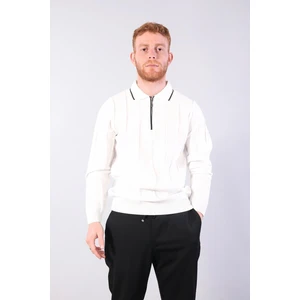 3005 Yaka Fermaurlı Çizgili Gömlek Yaka Kazak