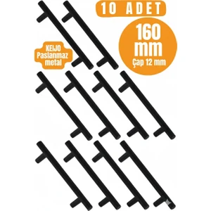 Almital Mobilya Aksesuarlari 10 ADET Keijo SİYAH 160mm Paslanmaz Kulp (mobilya, dolap kulbu, kulp modeli)