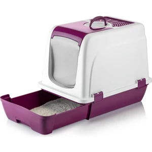 Kapalı Kedi Tuvaleti Orta Çekmeceli 57*40*47H Cm-Lila
