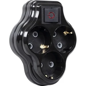 3'lü Anahtarlı Siyah Priz