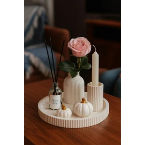 Atölye Beyaz Ev Dekorasyonu Için Minimal Mum ve Vazo Seti