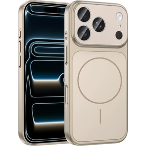 iPhone 17 Pro Max Kılıf Ata M-Safe Şarj Özellikli Kamera Korumalı Formen Kapak - Gold