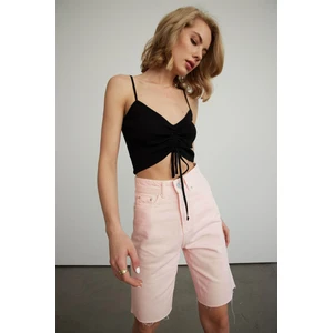 Denim Bermuda Şort Pembe