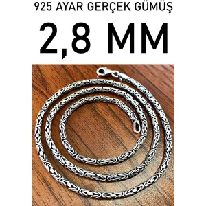 Takı Dükkanı 925 Ayar Gümüş Erkek Kolye Zincir Yuvarlak Kral Model msn18y
