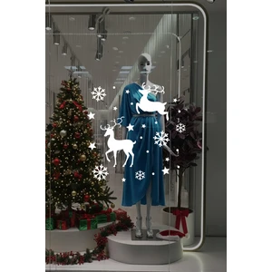 New Jargon Yılbaşı Süslemeleri Geyik Yıldız Kar Tanesi Vitrin Düzenlemesi - Beyaz