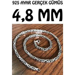 Takı Dükkanı 925 Ayar Gümüş Kare Kral Model Erkek Kolye Zincir msn18k