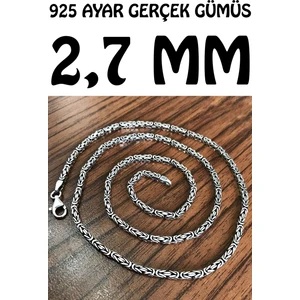 Takı Dükkanı 925 Ayar Gümüş Kare Kral Model Erkek Kolye Zincir msn18k