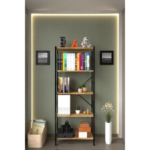 Metal Kitaplık 5 Raflı Kitaplık Dosya Kitap Rafı Ofis Ev Rafı Kitap Raf Ceviz