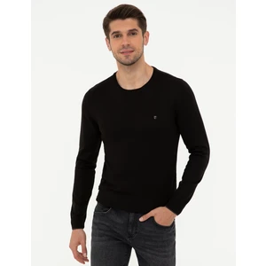 Pierre Cardin Erkek Siyah Slim Fit Bisiklet Yaka Basic Triko Kazak 50248582-VR046