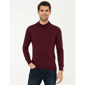 Pierre Cardin Erkek Bordo Slim Fit Yarım Balıkçı Yaka Basic Triko Kazak 50248552-VR014