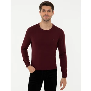Pierre Cardin Erkek Bordo Slim Fit Bisiklet Yaka Basic Triko Kazak 50248582-VR014