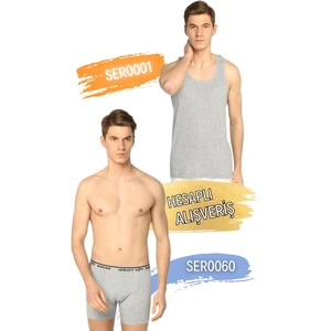 Seher Yıldızı Erkek Klasik Penye Atlet ve Boxer Şort Takım 6'lı Set (12 Parça) SER0001 - SER0060