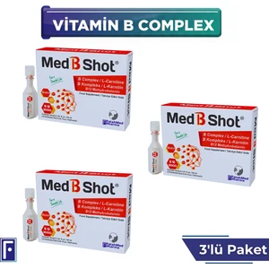 MED B SHOT B12 Kompleks Vit. (METİLKOBALAMİN) ,B1 ,B2,B3,B5,B6,B1 ,Biotin ,L Karnitin  Avantaj 3'lü Paket