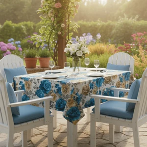 LOOM & LAUREL Yüksek Kaliteli Baskılı Yıkanabilir Mutfak Bahçe Piknik Masa Örtüsü