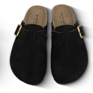 Cancun Kadın Vegan Deri Tokalı Siyah Sabo Terlik