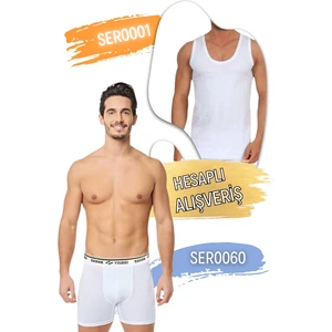 Seher Yıldızı Erkek Klasik Penye Atlet ve Boxer Şort Takım 6'lı Set (12 Parça) SER0001 - SER0060