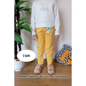 Çocuk Sarı 2 Iplik Şardonlu Paçası Lastikli Kışlık Eşofman Altı