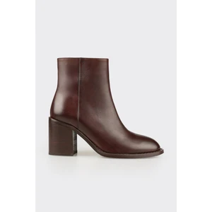 Kahve Deri Kadın Klasik Bot