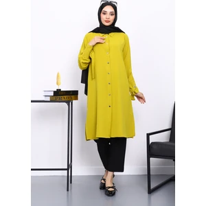 İmaj Butik Yağ Yeşili Kol Bağlamalı Tunik