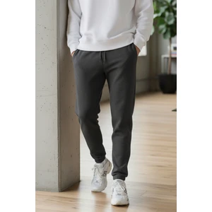 Pamuklu Erkek Jogger Eşofman Altı Antrasit Regular Rahat Kalıp Ipli Cepli Relax Fit Yumuşak 3 Iplik