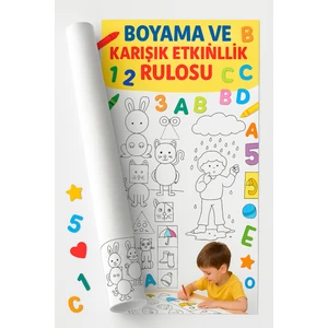 Haydi Dekor Okul Öncesi Eğitici Boyama Rulosu – Harf, Sayı, Şekil, Çizgi ve Eşleştirme Etkinlikleri (30X500 Cm) Rulo Kağıt