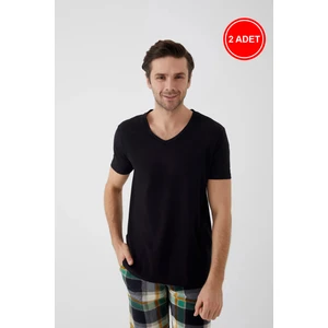 Koza İç Giyim Erkek Pamuklu V Yaka Kısa Kollu Tişört 2 Adet