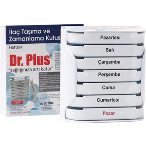 Dr. Plus Haftalık Ilaç Hap Saklama ve Zamanlama Kutusu RENK:BEYAZ-KIRMIZI