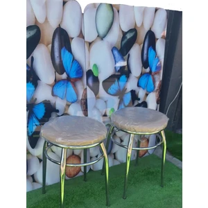 2'li Tabure Krom Ayaklı