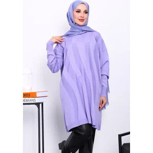 İmaj Butik Lila Soğuk İplik Merserize Triko Tunik