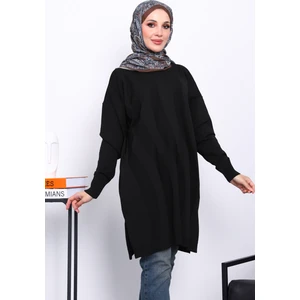 İmaj Butik Siyah Soğuk İplik Merserize Triko Tunik
