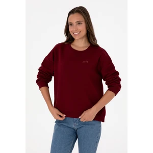 U.S. Polo Assn. Kadın Bordo Şardonlu Bisiklet Yaka Basic Sweatshırt 50313586-VR014