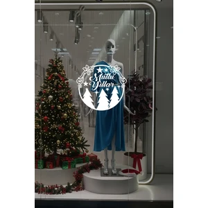 Yeni Yıla Özel Mutlu Yıllar Yazısı Yılbaşı Ağacı Süslemeleri Yılbaşı Sticker Cam Duvar Vitrin Yılbaşı Süsü