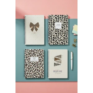 A5 Spiralli Okul Defteri 120 Sayfa 4’lü Set, 2 Çizgili - 2 Kareli Defter, Notebook, Ders Programlı