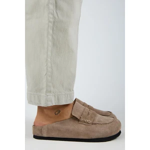 Ziva 2 Kadın Hakiki Deri Loafer Sabo Vizon Terlik