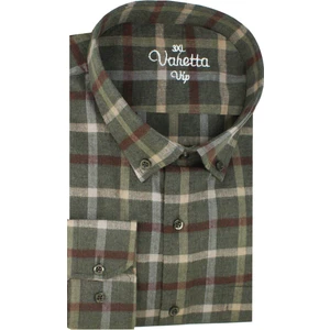 Büyük Beden Erkek Yeşil Yünlü Kışlık Gömlek – Cepli Geniş Kesim Flanel Model