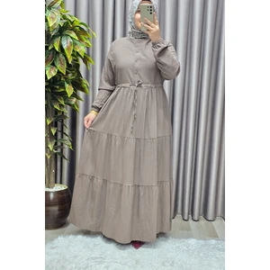 Elmas Tesettür Kadın Tesettür Giyim Büyük Beden Gofre Elbise