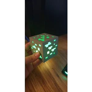 Saha 3D Pilli Işıklı Minecraftt Zümrüt Küp Blok (Yeşil)