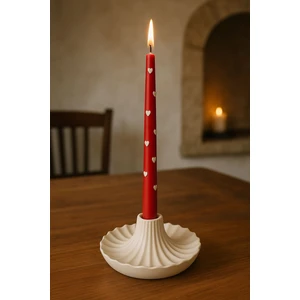 Atölye Beyaz Dalga Formlu Seramik Mumluk,şamdanlık