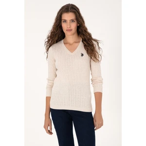 U.s. Polo Assn. Kadın Krem Melanj Kazak /triko 50313625-VR159