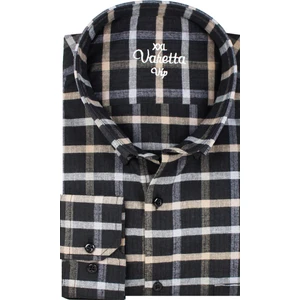 Büyük Beden Erkek Siyah Yünlü Kışlık Gömlek – Cepli Geniş Kesim Flanel Model