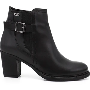 Kadın Siyah Fermuarlı Kalın Topuklu Tokalı Bot